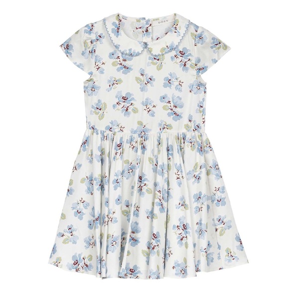 Doen Floral Kids Dress in Blue and Cream - Picture 3 of 6
